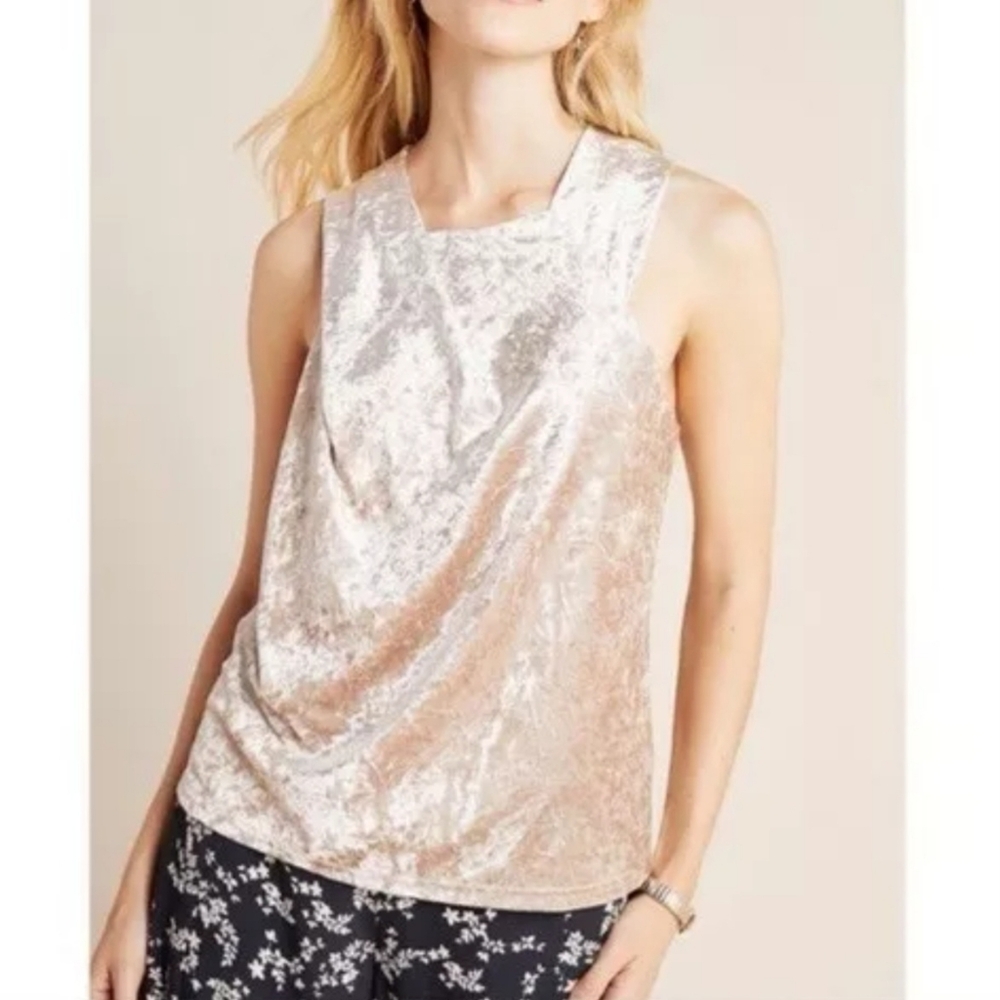 PORRIDGE Whimsigoth Earthy Beige Jessie Shimmer Velour Tank Top 3X